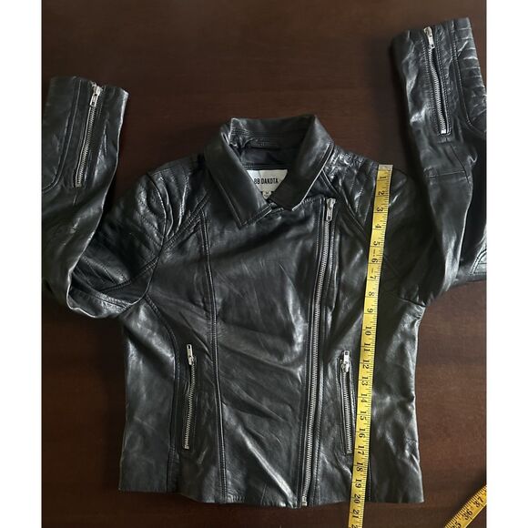BB Dakota Moto Real Leather Jacket Black Asymmetrical Silver Zipper Modern Edgy - Picture 14 of 15